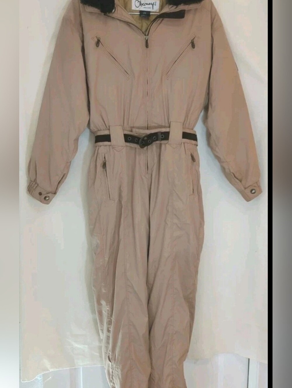 Vtg Obermeyer Chamonix Ski Suit Hooded Detachable Faux Fur Collar Womens 10 Read